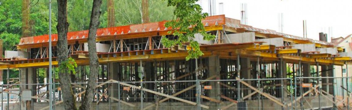 Birštono daugiafunkcinio centro statybose - „Transrifus“ klojiniai