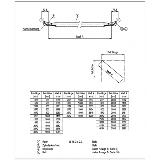 Vertical brace 2,07x2,0 m