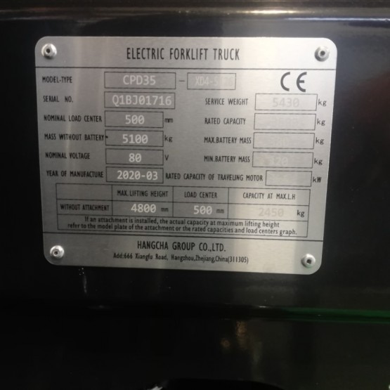 Elektrinis krautuvas Hangcha CPD35-XD4-S126 Q1BJ01716
