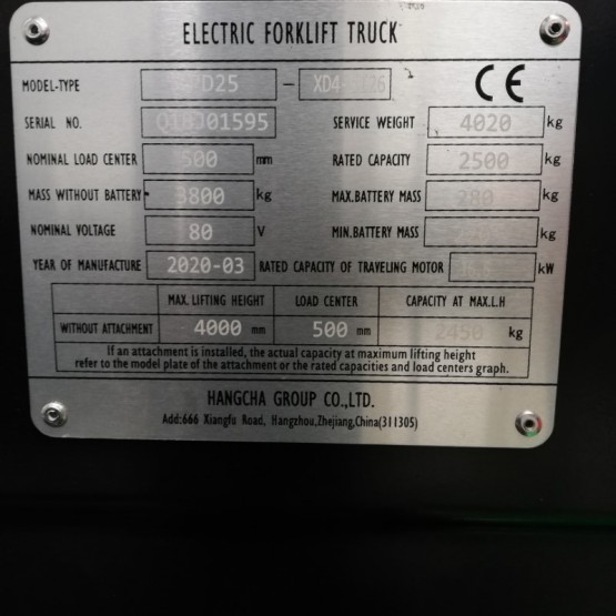 Elektrinis krautuvas Hangcha CPD25 Q1BJ01595