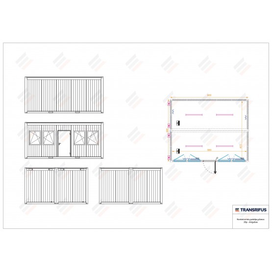 Dviguba konteinerinė patalpa 20p (6x5 m)