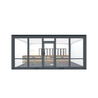 Konteinerinė patalpa su aliuminio vitrinomis ir durimis 6x3x2.8 m antracito spalvos