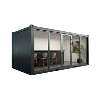 Container cabin 6x3x2.8 m with alu windows and doors. Anthracite gray